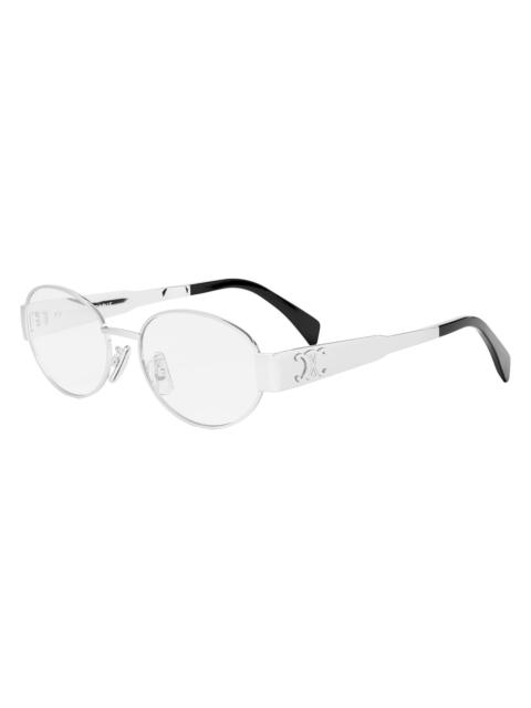 CELINE Women's Metal Triomphe Oval Eyeglasses - Shiny Palladium