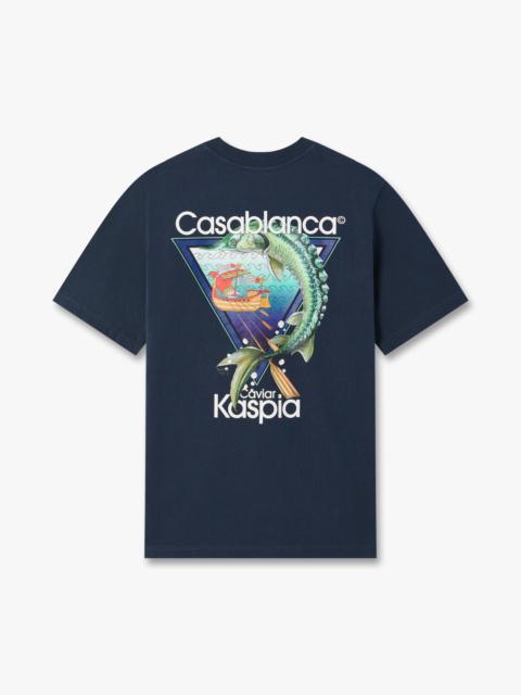 CASABLANCA Navy Casa Kaspia New York Club Icon Short Sleeve T‑Shirt