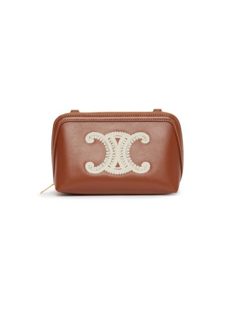 Clutch on Chain Cuir Triomphe in SMOOTH CALFSKIN WITH Triomphe EMBROIDERY -  CELINE