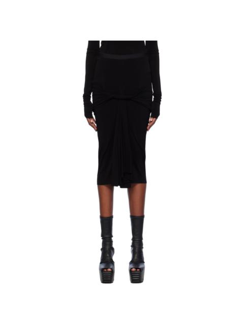 Black Calf Twist Midi Skirt