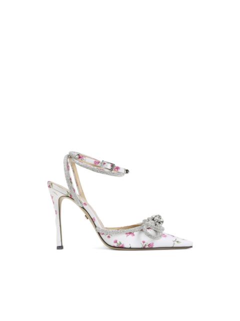 floral satin embellished pumps