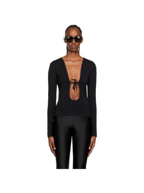 Black Self-Tie Long Sleeve T-Shirt