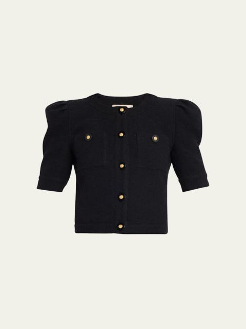 L'AGENCE Allegra Tweed Short-Sleeve Top