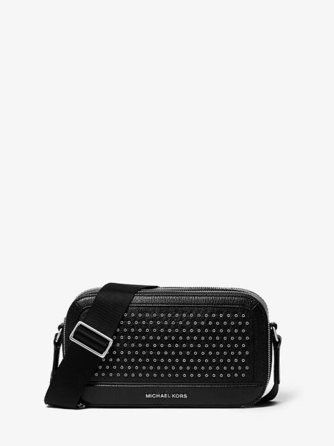 MICHAEL KORS Hudson Grommeted Leather Crossbody Bag