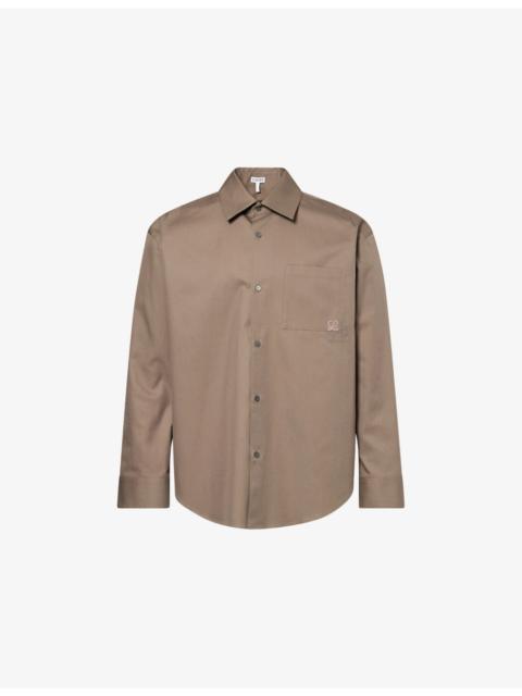 Loewe Anagram Long-Sleeves Cotton-Poplin Shirt