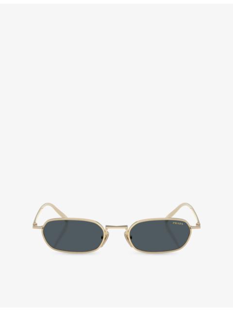 Prada PRD58S Rectangle-Frame Metal Sunglasses