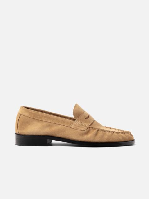 DUKE + DEXTER Ezra Tan Suede Pleated Penny Loafer - Men's