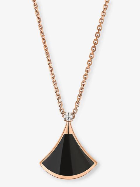 Divas’ Dream 18ct rose-gold, 0.03ct brilliant-cut diamond and onyx pendant necklace