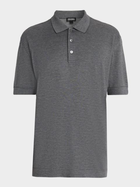 Men's Cotton and Silk Tipped Polo Shirt