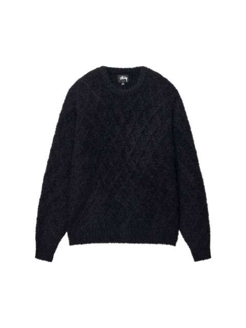 Stussy Fuzzy Lattice Crew Sweater 'Black'