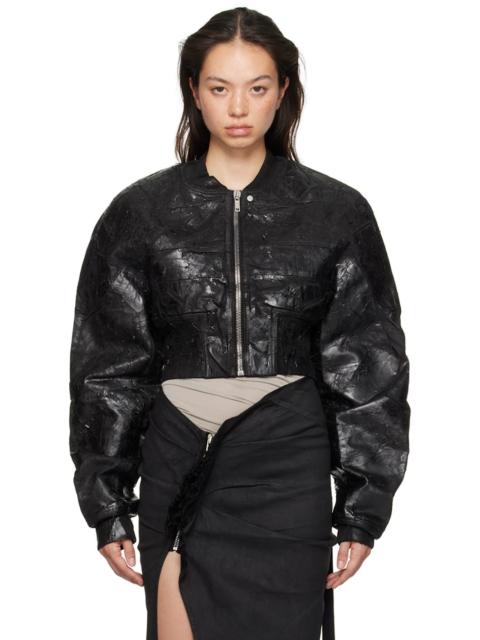 Rick Owens DRKSHDW Black Collage Denim Bomber Jacket