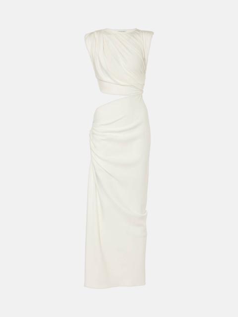 Asymmetric draped maxi dress