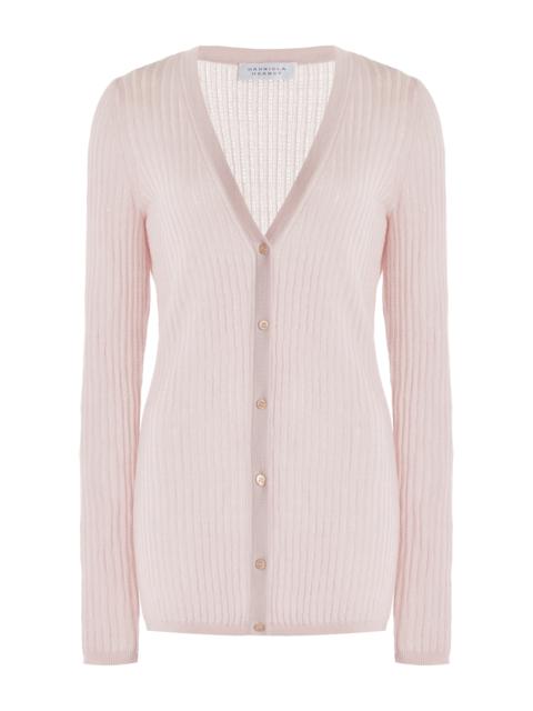 Emma Pointelle Cardigan in Blush Silk Cashmere