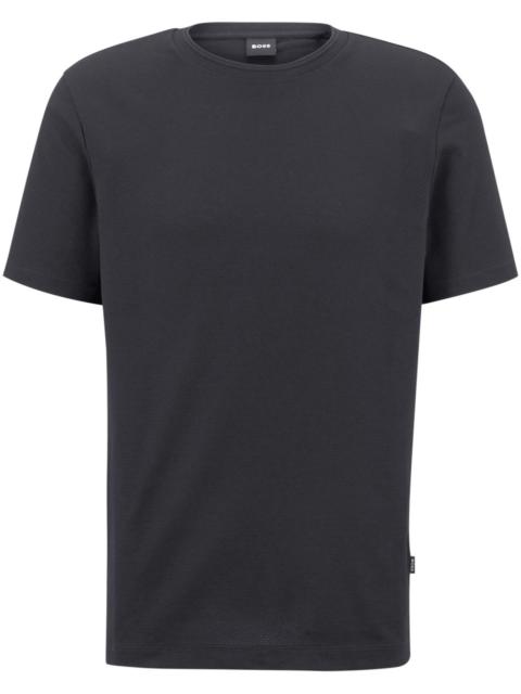 BOSS logo-tag bubble-jacquard cotton T-shirt