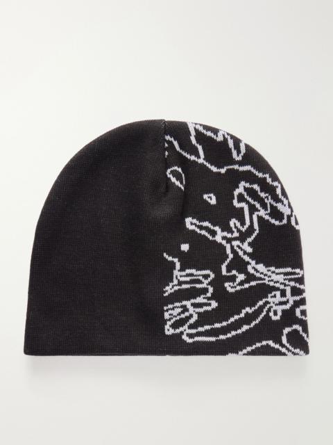 Blue Blue Japan Cloud Sea Jacquard Beanie Black