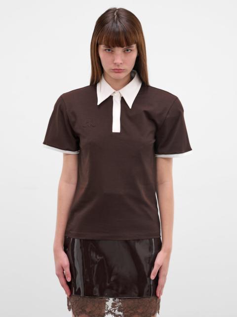 ROWEN ROSE Brown Shoulder Pads Jersey Polo