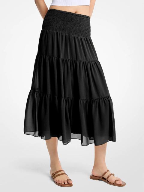 MICHAEL KORS Smocked Georgette Tiered Skirt