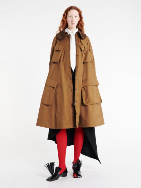 A.W.A.K.E. MODE LONG FLARED TRENCH WITH POCKETS KHAKI BROWN
