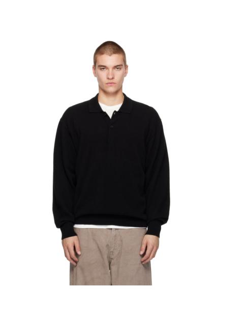 ssstein Black Pure Cashmere Knit Polo