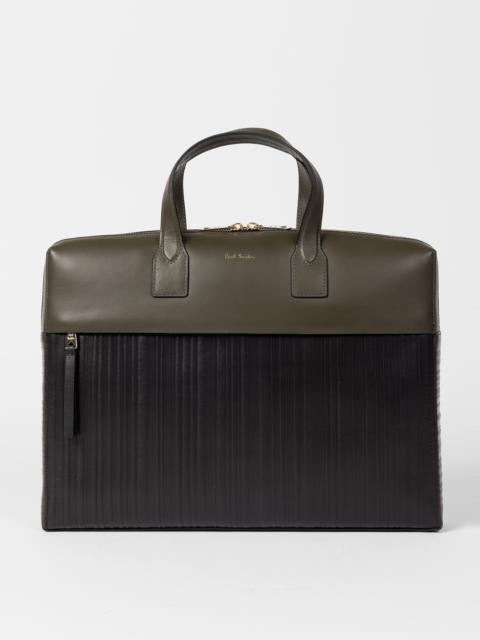 Paul Smith Khaki 'Shadow Stripe' Leather Slim Folio