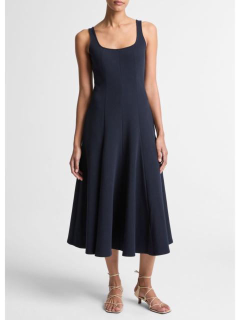 Vince Seamed Cotton-Blend Square-Neck Dress