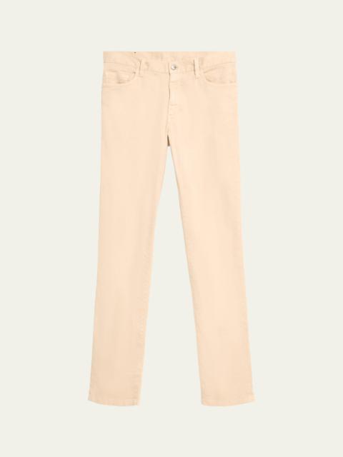 ZEGNA Men's Light Tan Linen 5-Pocket Jeans