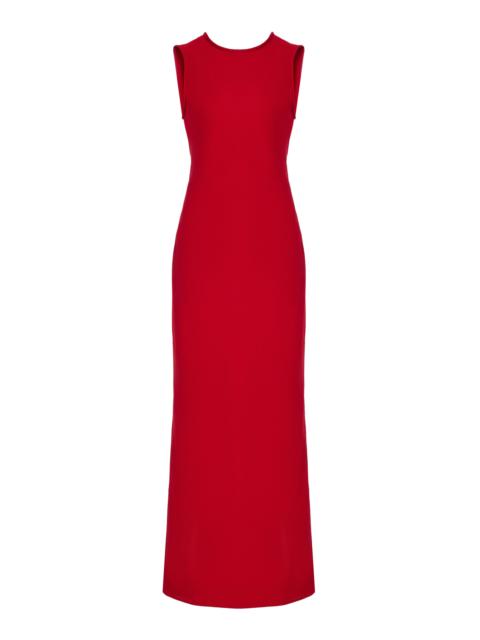 Another Tomorrow Draped Bias-Cut Midi Dress red