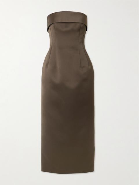 EMILIA WICKSTEAD Keeley Mudu Strapless Duchesse-satin Midi Dress