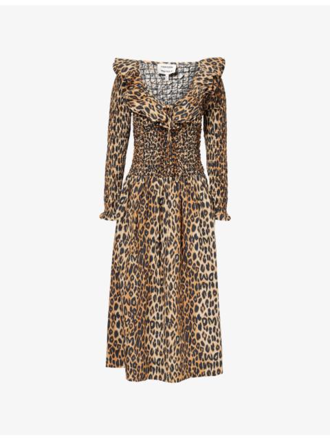 DAMSON MADDER. Harper Shirred Cotton Midi Dress