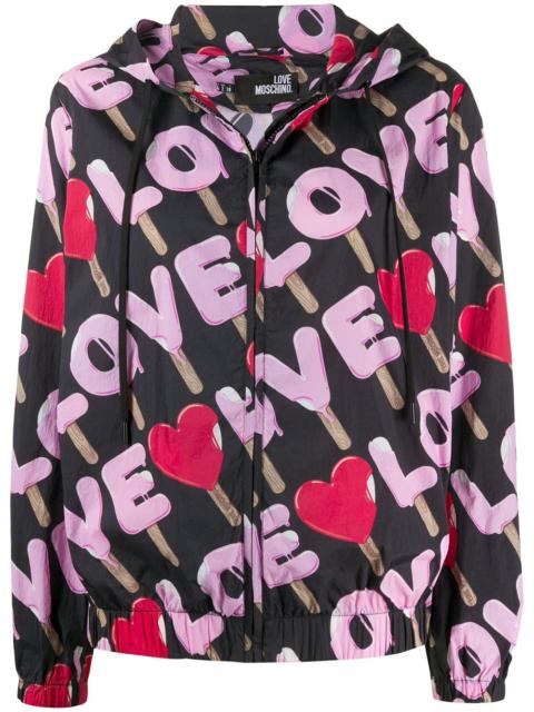 Moschino love print rain jacket