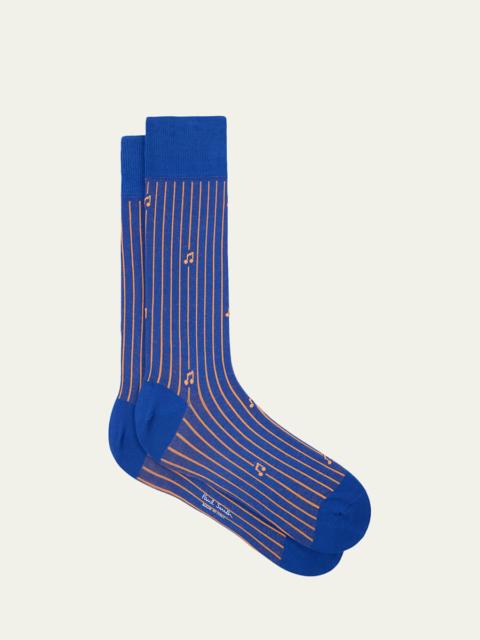 Paul Smith Men's Othello Music Stripe Crew Socks