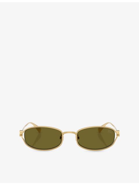 Burberry BE3177 Oval-Frame Metal Sunglasses