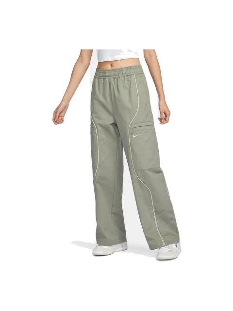 (WMNS) Nike Sportswear High Waist Woven Trousers 'Light Olive' FN1950-053