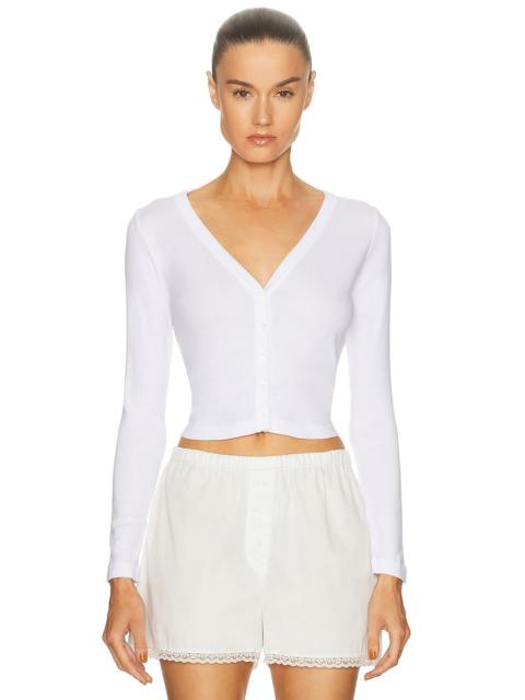 Enza Costa Supima Cotton New Classic V-Neck Cardigan