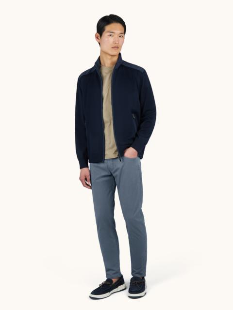 Paul & Shark ZIP-UP SWEATER IN SOFT COOL TOUCH WOOL WITH TYPHOON® RE-4X4 STRETCH DETAILS