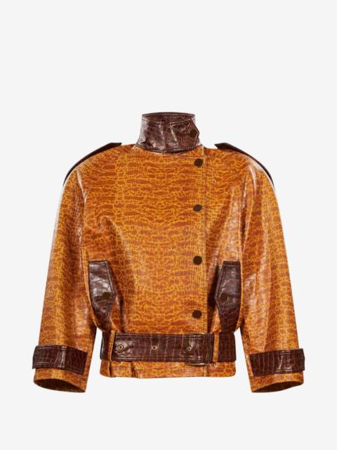 ROWEN ROSE croc-effect belted jacket
