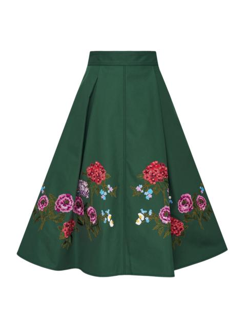 CAROLINA HERRERA Floral Embroidered A-Line Skirt