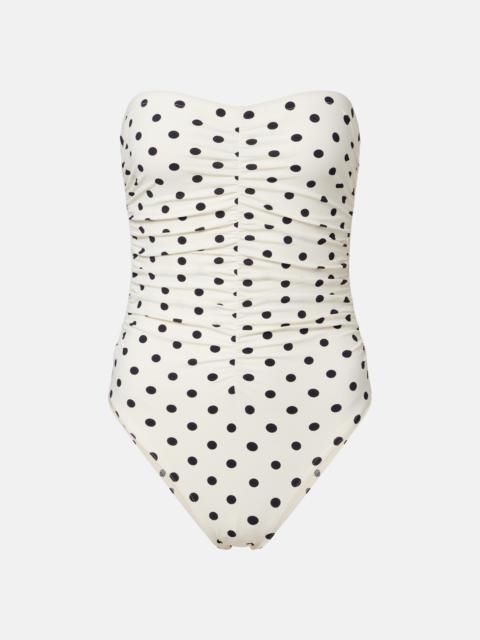 KARLA COLLETTO Gathered polka-dot bandeau swimsuit