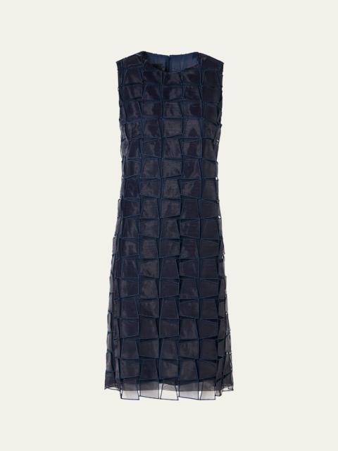 AKRIS Organza Trapezoid Embroidered Sheath Dress