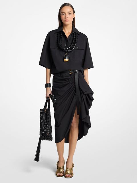 MICHAEL KORS COLLECTION Ruched Cotton Poplin Pareo Skirt