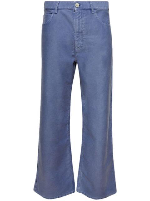 Marni BLACK FLOCKED DENIM WIDE-LEG JEANS | REVERSIBLE