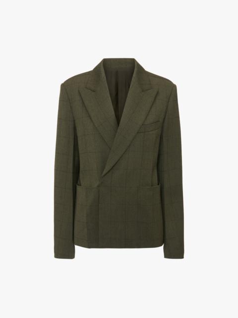 Victoria Beckham Double Breasted Slant Shoulder Jacket In Dark Fern