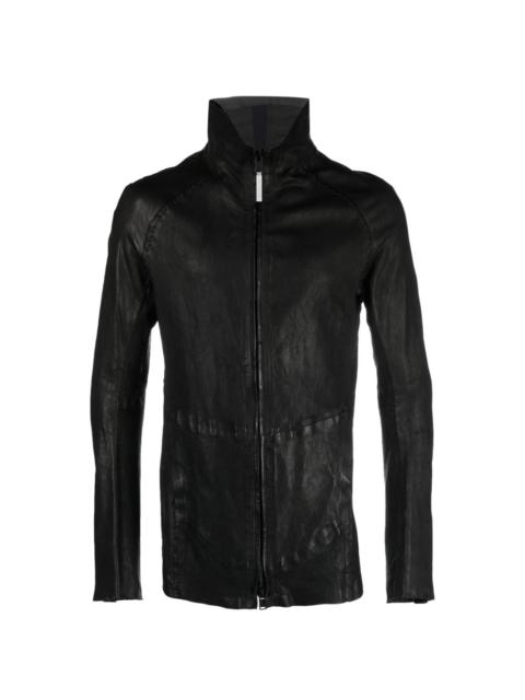 high-neck leather jacket