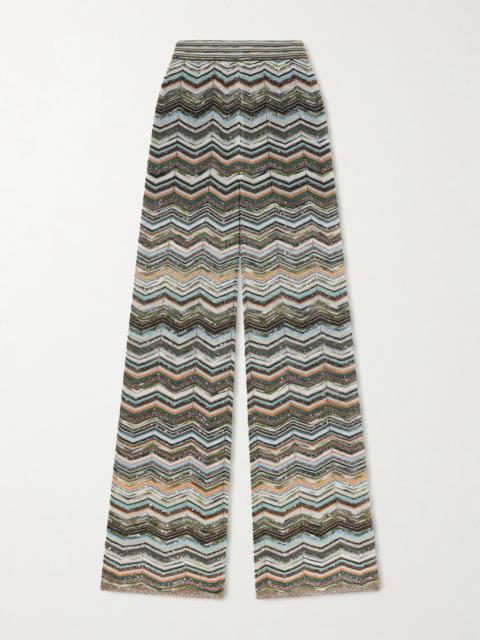 Missoni Striped Metallic Crochet-knit Wide-leg Pants