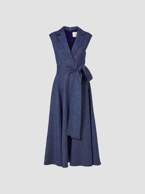 CAROLINA HERRERA Women's Linen-Blend Sleeveless Trench Midi-Dress - Dark Blue