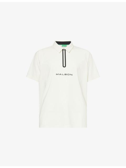 malbon Logo-Print Raglan-Sleeve Stretch-Jersey Polo Top