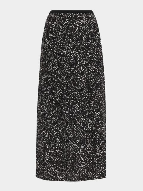 Valentino Star-Print Silk Midi Skirt