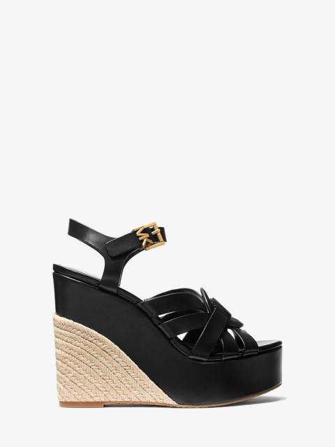 MICHAEL KORS Erika Leather Wedge Sandal