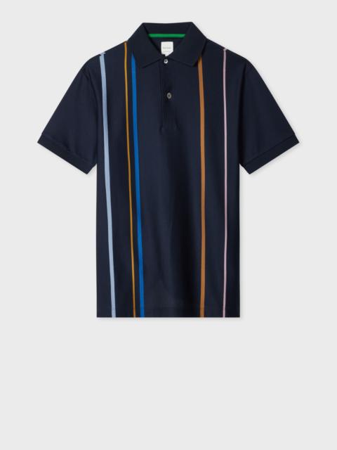 Paul Smith Navy Stripe Cotton Polo Shirt
