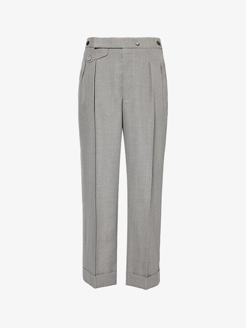 Wide-leg mid-rise cropped virgin-wool trousers
